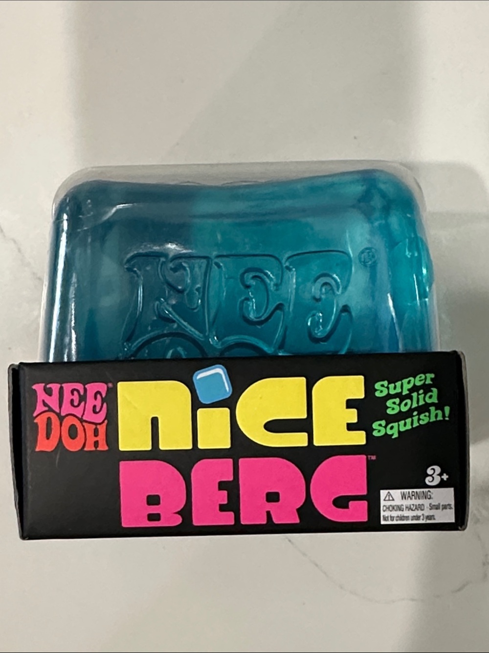 Nee Doh Nice Berg Super Solid Squish - Blue Large Cube Kids Viral Toy